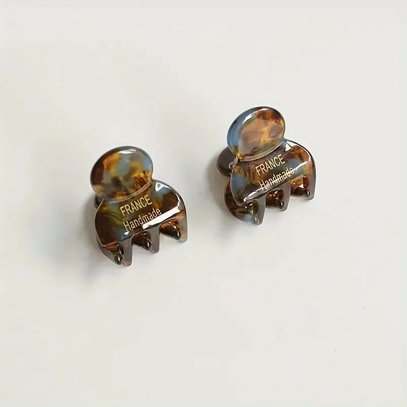 2pcs/set Mini Acetate Hair Claw Side Pins Small Size Shark Clip Sweet Cute Elegant Ha lifestyle view
