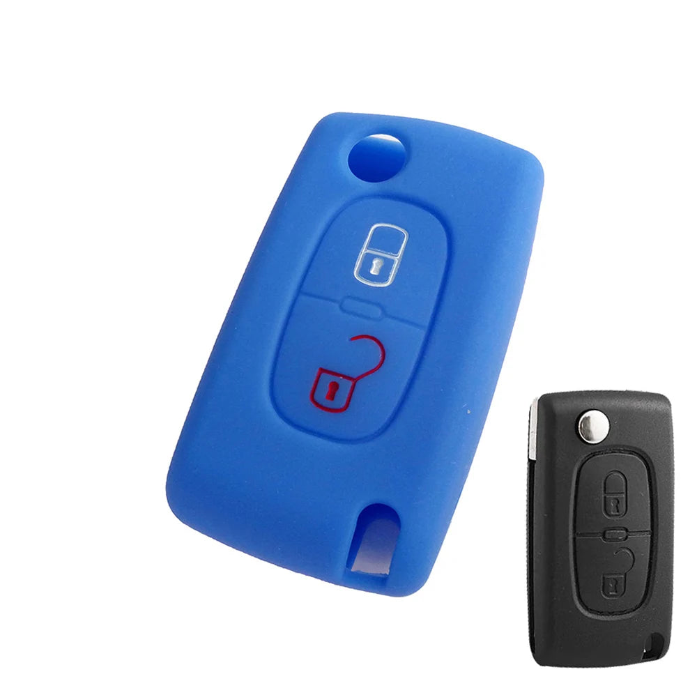 XUKEY Silicone Key Cover Case Fob Holder for Citroen Peugeot Cars | 2/3 Button Flip K alternate view