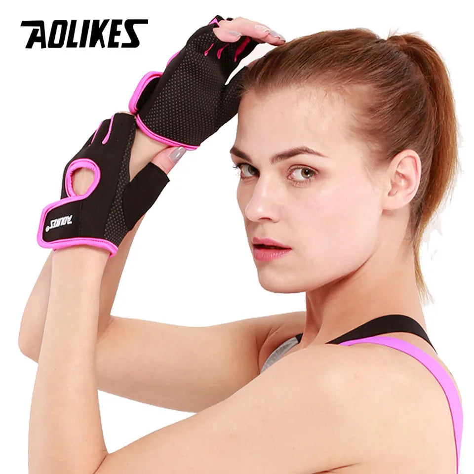 AOLIKES Breathable Workout Gloves | Fingerless Gym Gloves for Weight Lifting and Cycl lifestyle view