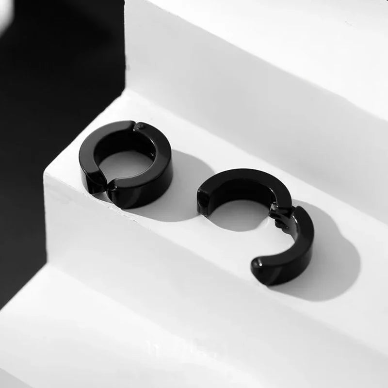 6pairs Punk Mens Strong Magnet Magnetic Ear Stud Set Non Piercing Earrings Fake Cross lifestyle view