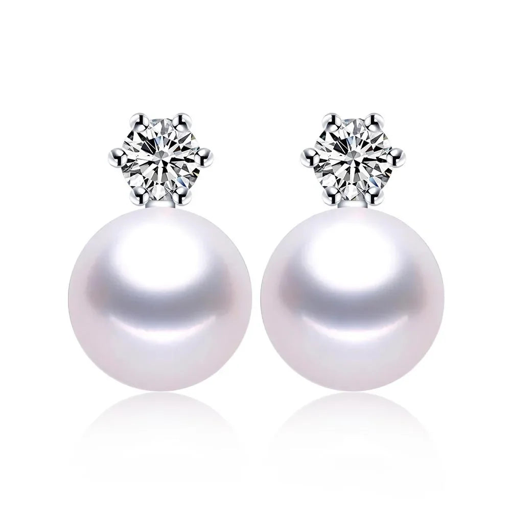 Real Freshwater Pearl Stud Earrings | 100% Genuine AAAA Pearl in 925 Sterling Silver lifestyle view