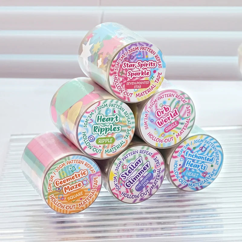 Colorful Star and Heart Die-Cut Stickers | Multi-Layer Hollow Decorative Journal Sticker detail view