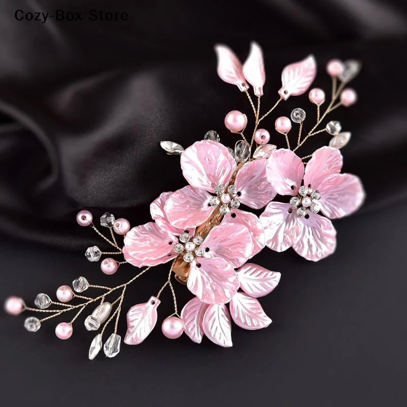 [ZY]Pearl Rhinestone Flower Wedding Hair Clip Hair Accessories For Women Beaded Hairpin Hair Ornaments Jewelry Bridal Headpiece