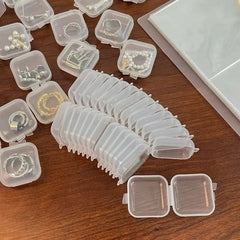 Mini Plastic Square Transparent Earrings Storage Box close-up view