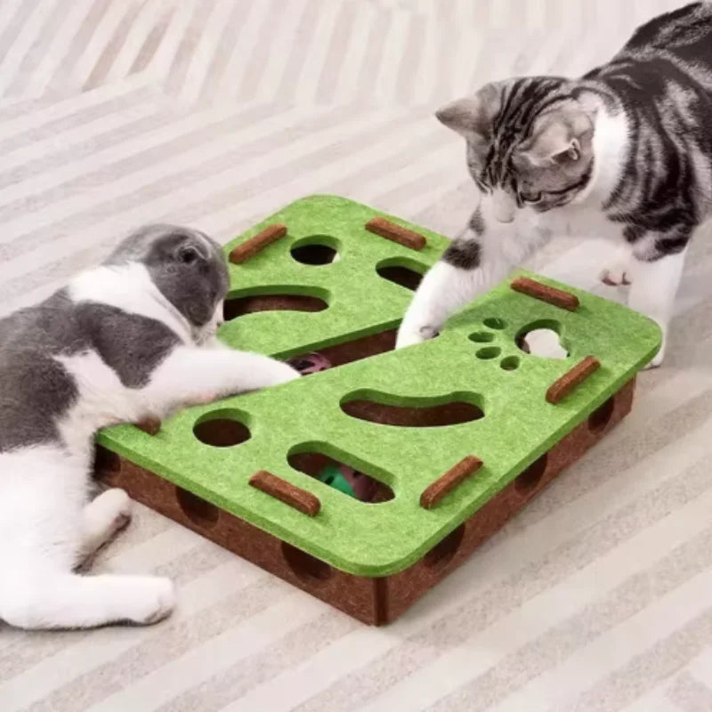 Interactive Maze Cat Toy | Felt Plush Puzzle with Bell Ball alternate view