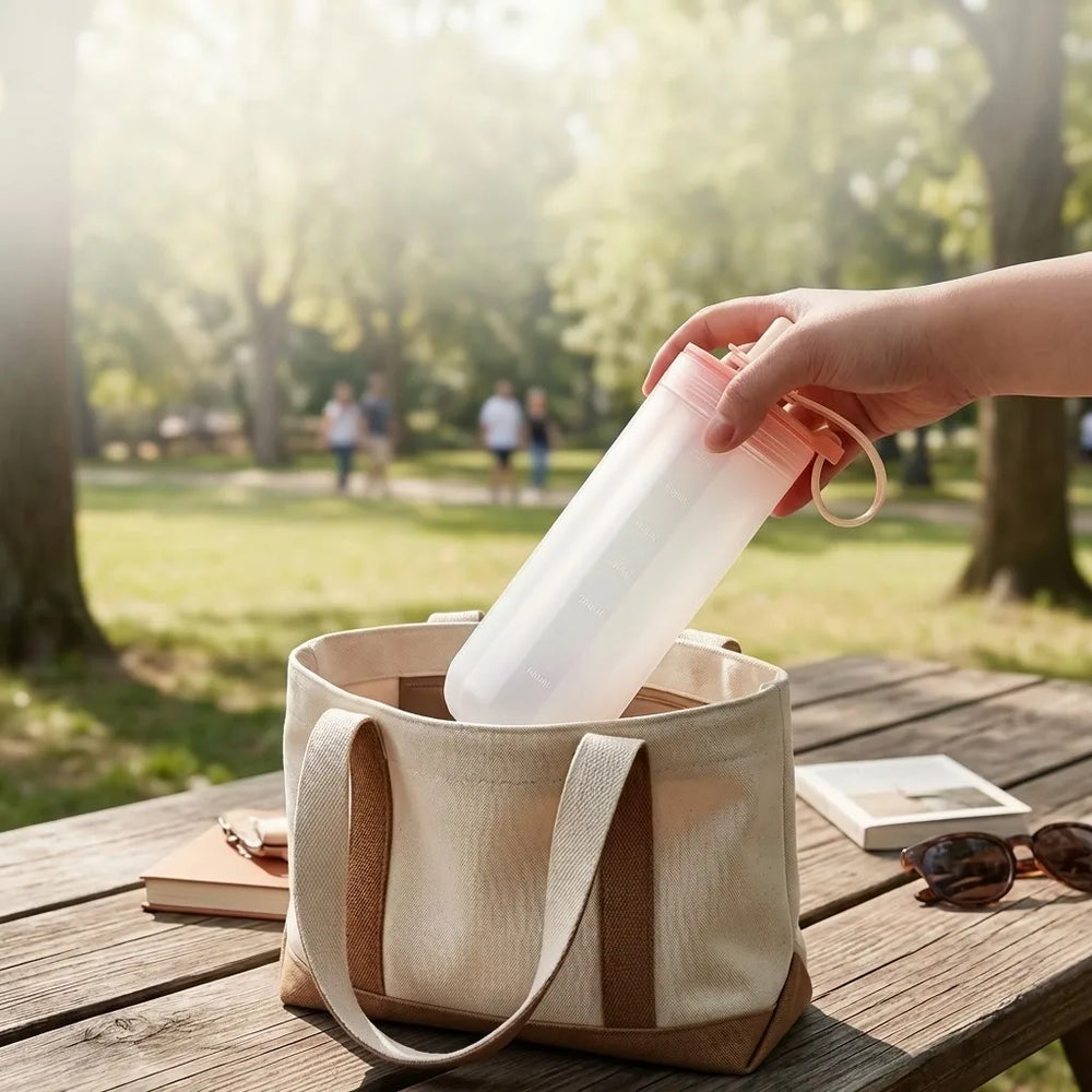 Transparent Plastic Tea Milk Coffee Mug Portable Cold And Hot Water Cup With Straw&Ha lifestyle view