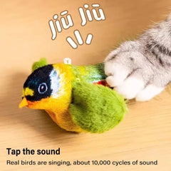 Interactive Cat Toy with Realistic Bird Sound | Plush Chirping Bird Catnip Toy for Cat close-up view