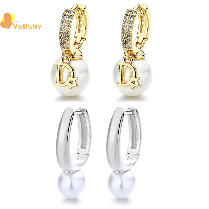 Pearl Hoop Earrings for Women | Light Luxury Fashion Jewelry additional angle