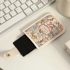 Creative 5 Card Pocket PU Leather Mini Wallet with RFID Blocking and Floral Print | Sl close-up view