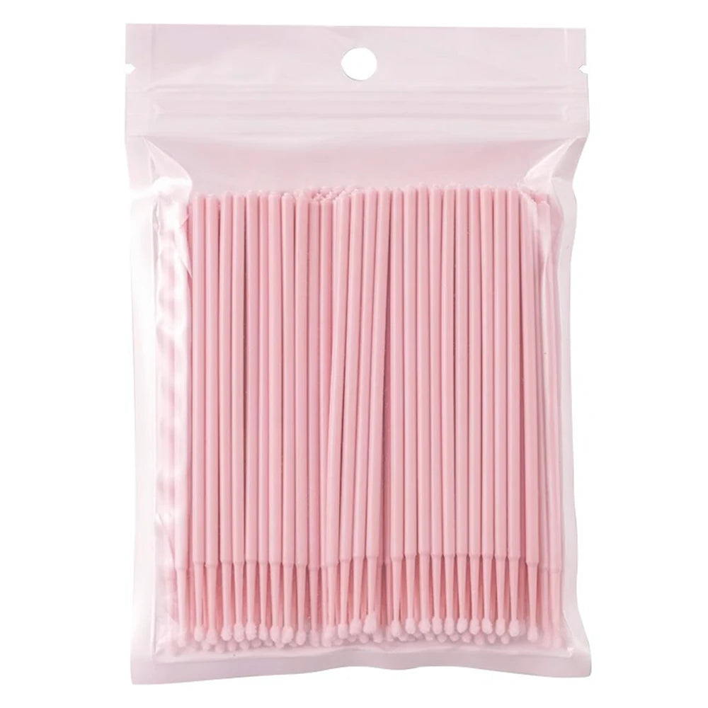 100PCS Micro Swab Applicator Eyelash Cleaning Brush Lash Extension Micro Brushes Cotton Swab Individual Eyelashes Removing Tool