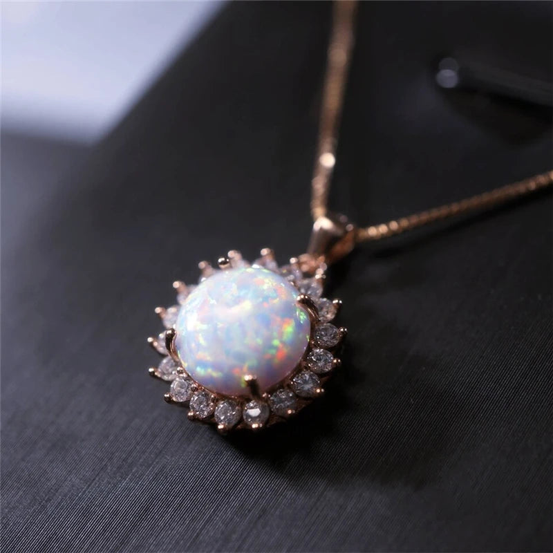 Fashion Sun Flower Pendant Necklace For Women Charm Rose Gold Color Crystal Zircon Im alternate view