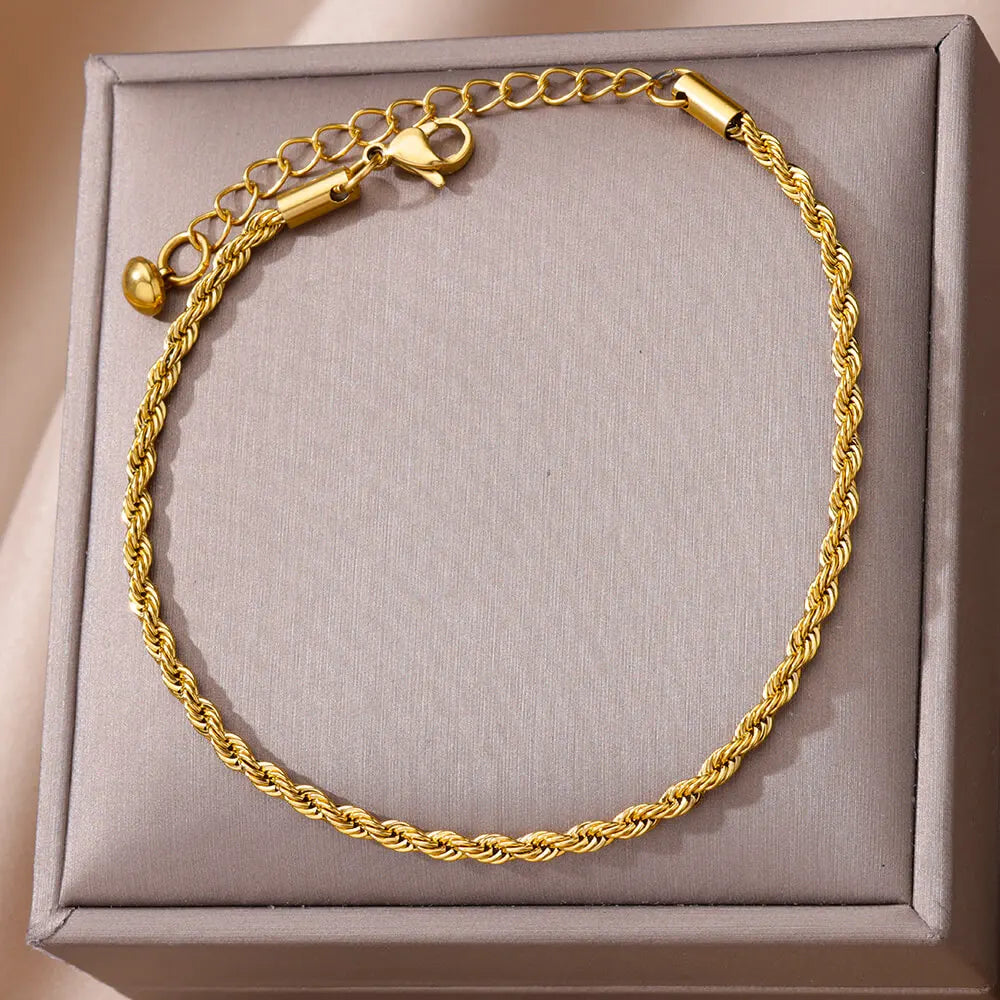 Stainless Steel Chain Anklets for Women Accessories Gold Color Ankle Bracelet Waterproof detail view