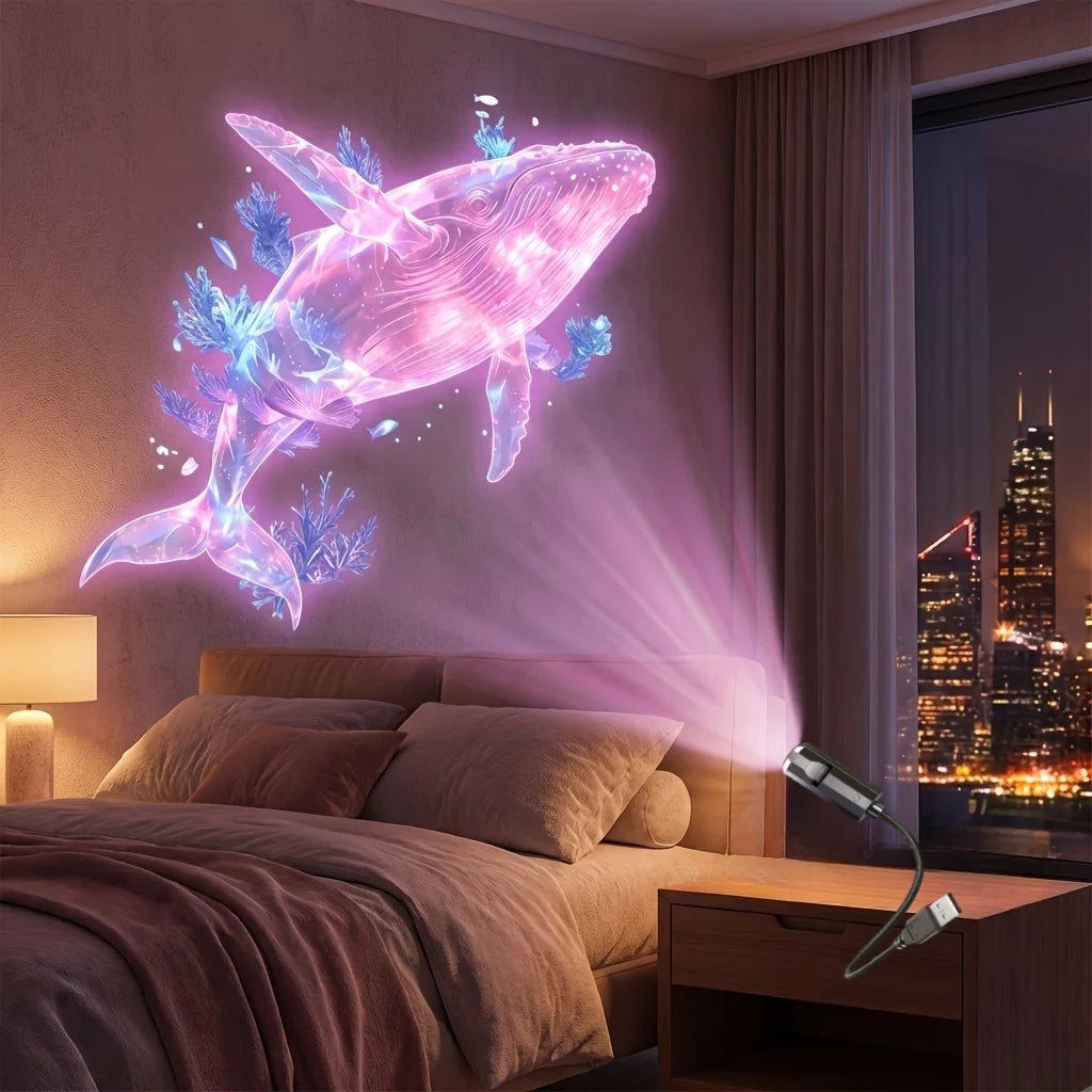 Ocean USB Projector Night Light | 8 Replaceable Lamp Sheets for Ambient Home Ceilin additional angle