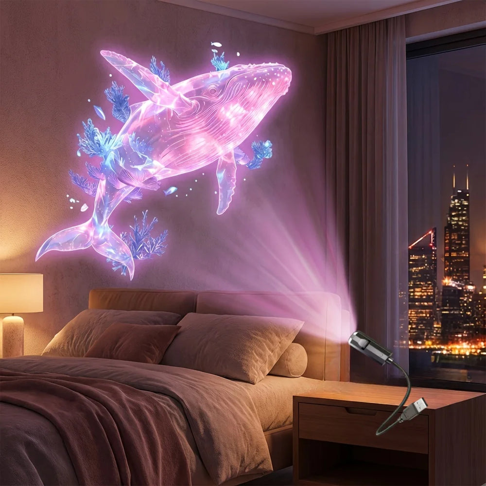 Ocean USB Projector Night Light | 8 Replaceable Lamp Sheets for Ambient Home Ceilin additional angle