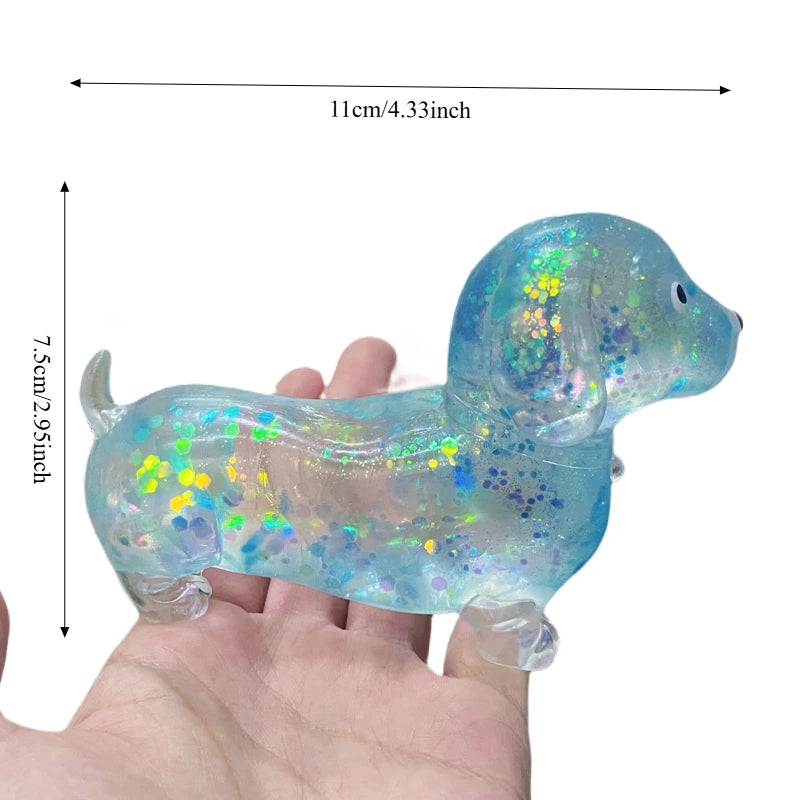 Sparkling Powder Sausage Dog Fidget Squishes Pinch Soft Maltose Texture Stress Reliev lifestyle view