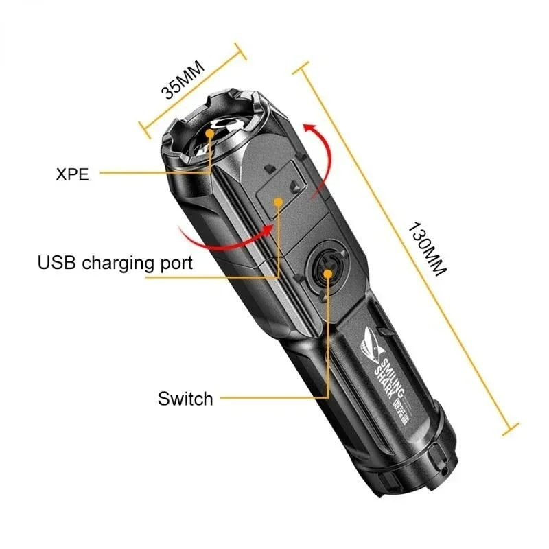 USB Rechargeable LED Flashlight | High Power Zoomable Torch for Camping and Emergenci alternate view