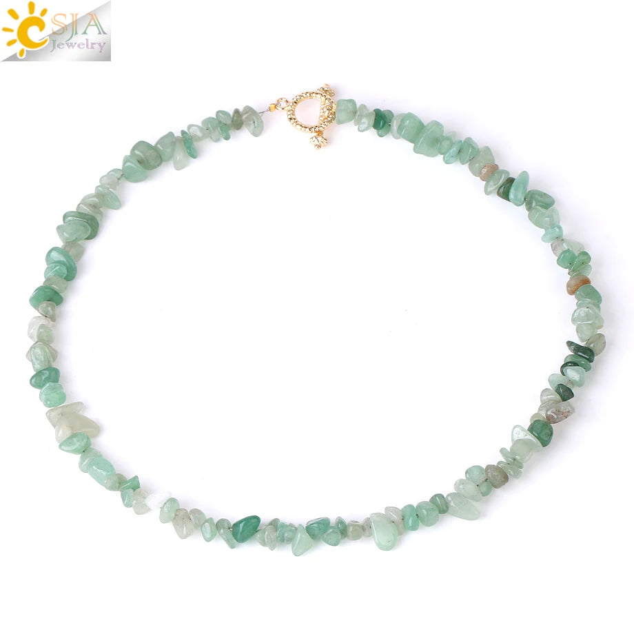 Natural Chip Stone Choker Necklace | Bohemia Crystal Bead Jewelry additional angle