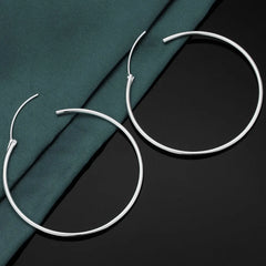 925 Sterling Silver Large Circle Hoop Earrings | Wedding Fine Fashion Jewelry close-up view