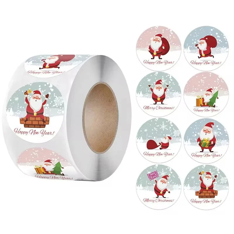 Merry Christmas Stickers | Round Roll Sticker Pack for Gift Wrapping and DIY Crafts alternate view