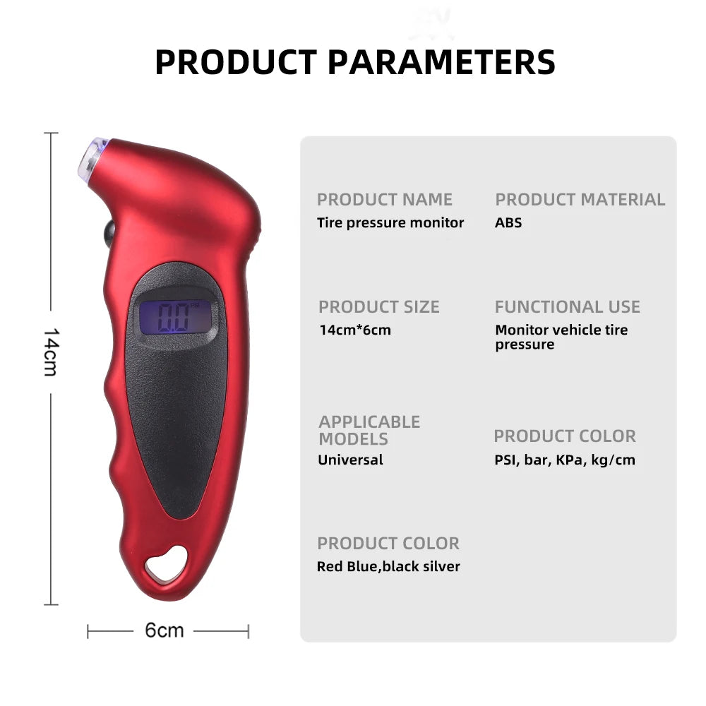 Digital Tire Pressure Gauge | High Precision Backlit Car Tyre Air Meter additional angle