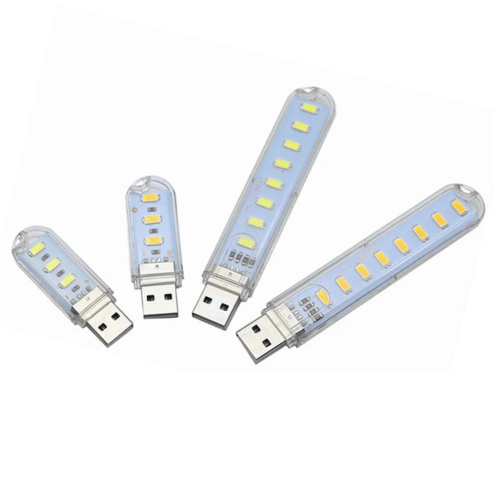 5pcs Portable USB Strip Light Mini Led Warm White Night Lights USB Plug Book Lamp Room Emergency Lighting for Power Bank PC