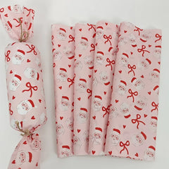 Pink Santa Claus Bow Heart Pattern Wrapping Paper | Christmas Gift Wrap for Fragile I alternate view