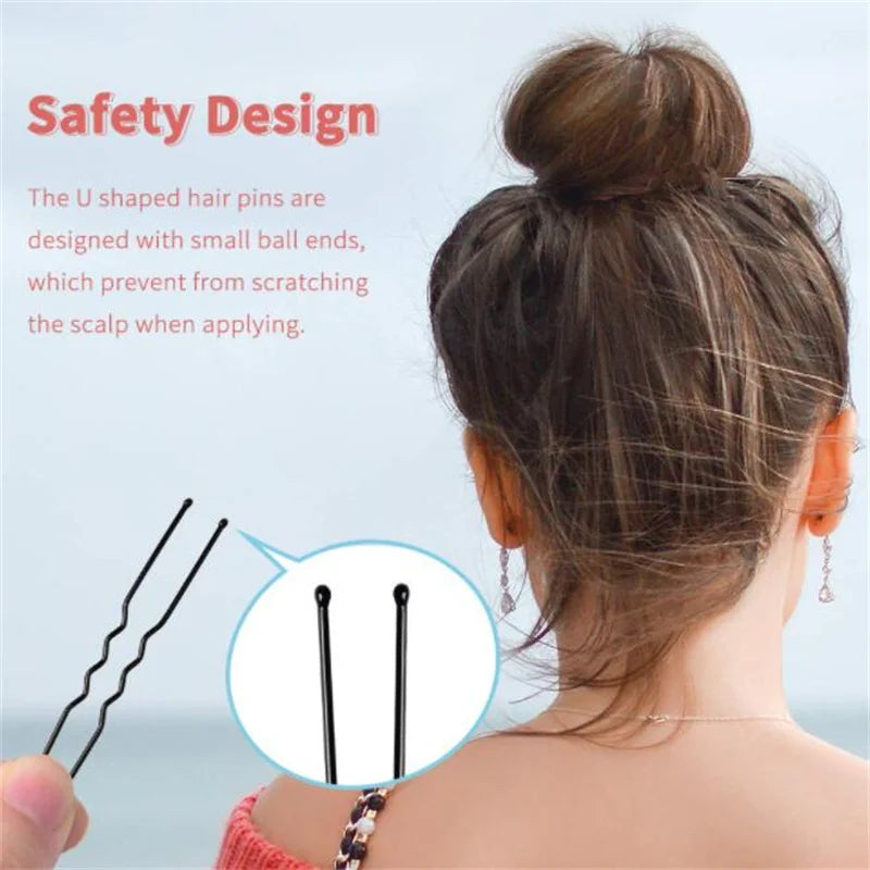 50 Pcs/Bag 5 6 7cm U Shaped Alloy Hairpins Waved Hair Clips Simple Metal Bobby Pins B lifestyle view