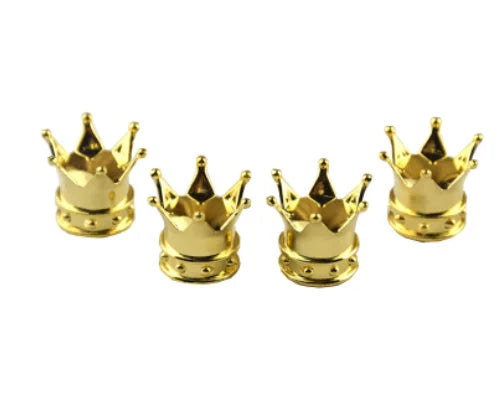 4 PCS Universal Crown Wheel Valve Covers Air Dustproof Waterproof Car Motorcycle Tyre close-up view