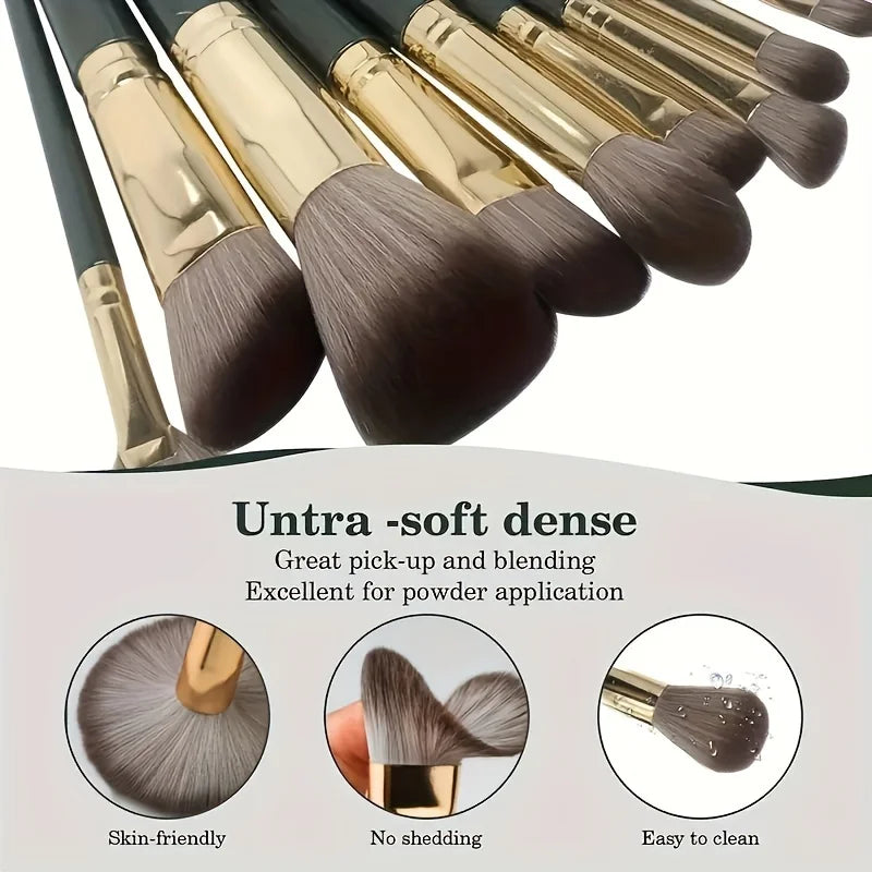 14-Piece Makeup Brush Set | Soft Nylon Bristles Travel Kit additional angle