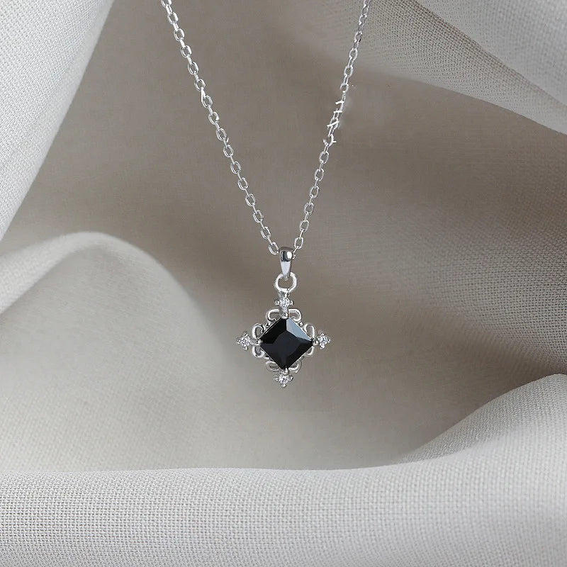 VOQ Silver Square Pendant Necklace | Fashion Gift for Women additional angle