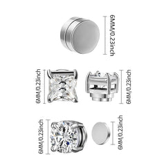 Crystal Strong Magnetic Ear Stud Clip Earrings for Men and Women Punk Round Zircon Mag close-up view