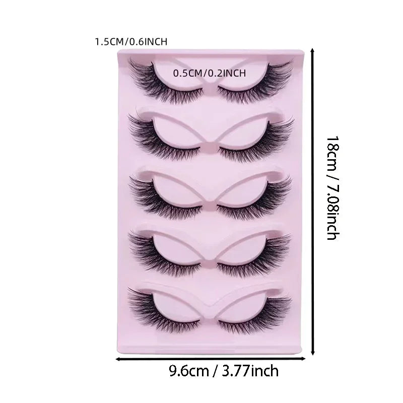 5 Pairs Cat Eye Lashes Long Lashes Cat Eye Look Wispy Lashes Eye End Elongated Strip T close-up view