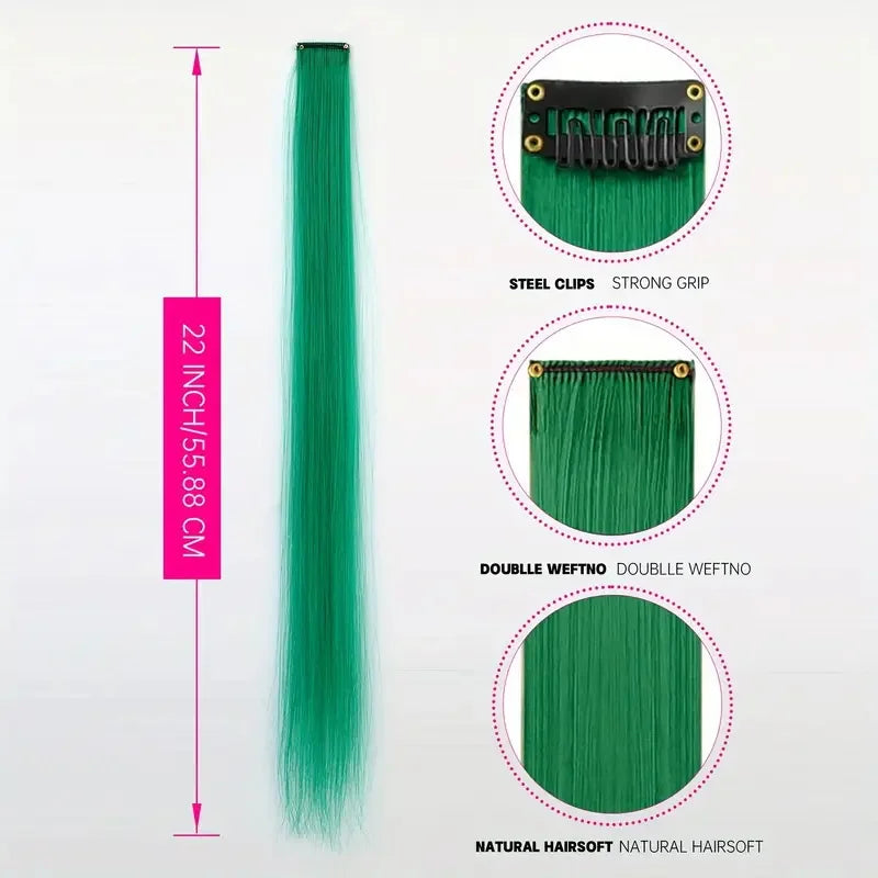 22 Inch Ombre Rainbow Clip In Hair Extensions | 5 Pcs Heat Resistant Synthetic Hairpi alternate view