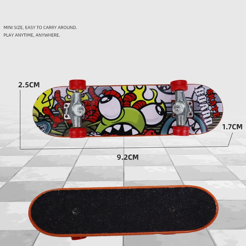 5Pcs Mini Finger Skateboard Set | Kids Tabletop Toy with Alloy Trucks close-up view