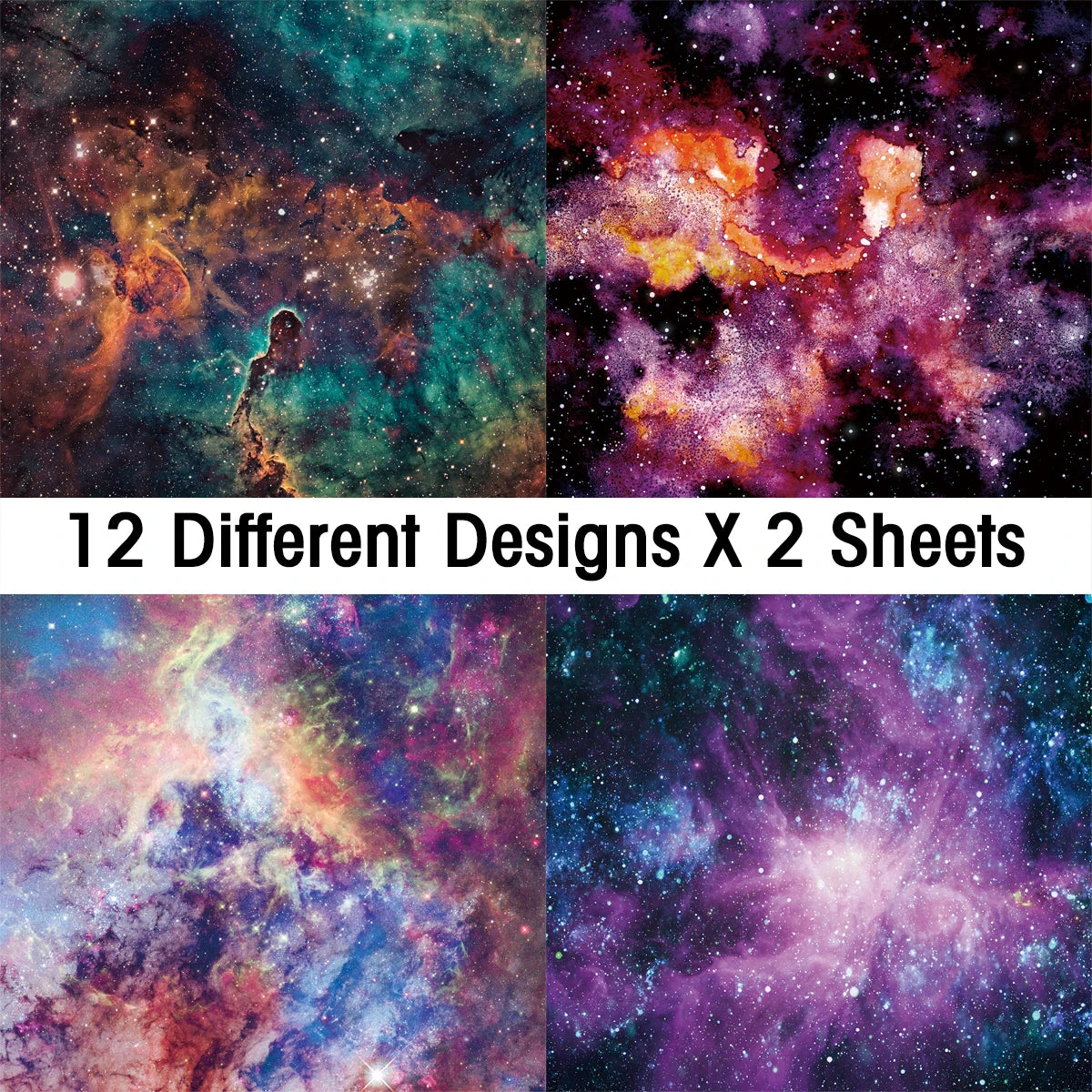 Galaxy Star Scrapbook Paper Set | 24-Pack Space Themed Decorative Paper detail view