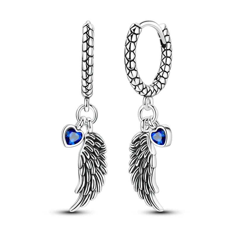 Original 925 Sterling Silver Blue Zirconium Butterfly Earrings Colored Hoop Earrings lifestyle view