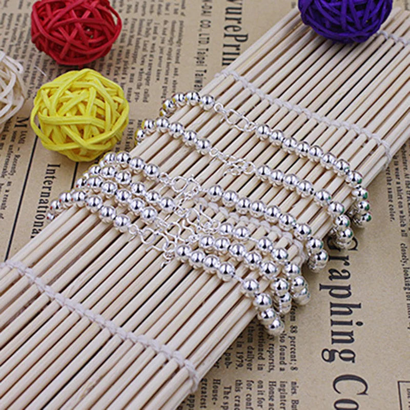 925 Sterling Silver 5MM Beads Bracelet For Women