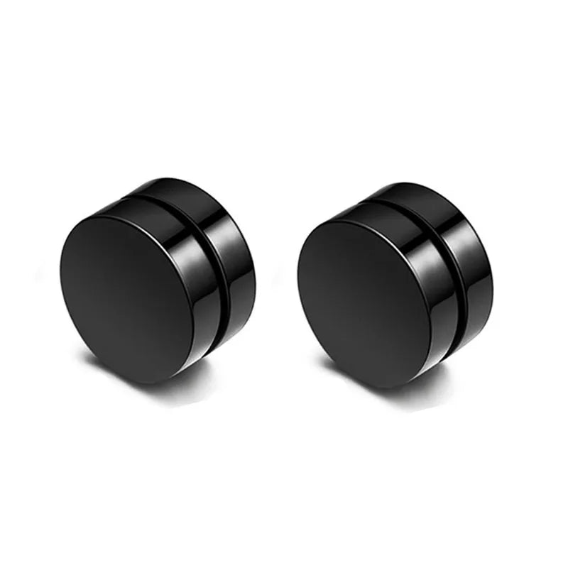 2Pcs Crystal Strong Magnetic Ear Stud Clip Earrings for Men and Women, Punk Round Z additional angle