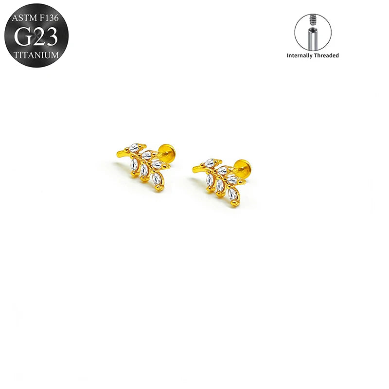 EVISPOL ASTM F136 G23 Titanium Tiny CZ Labret Lip Stud Earring for Women 16G Heart Car close-up view