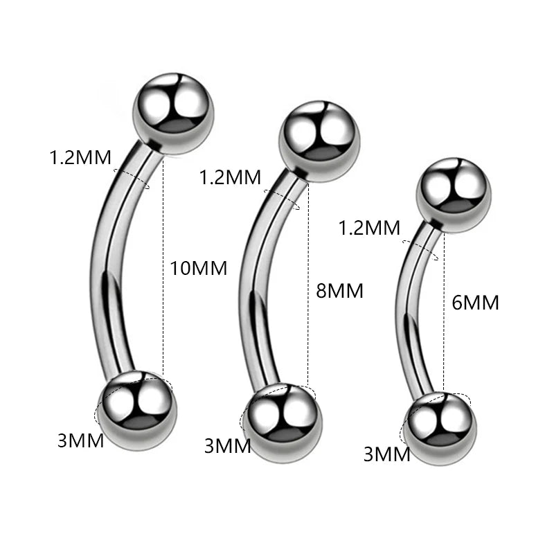 1PC Stainless Steel Helix Piercing Eyebrow Lip Labret Rings Stud Earring 6/8/10mm T additional angle