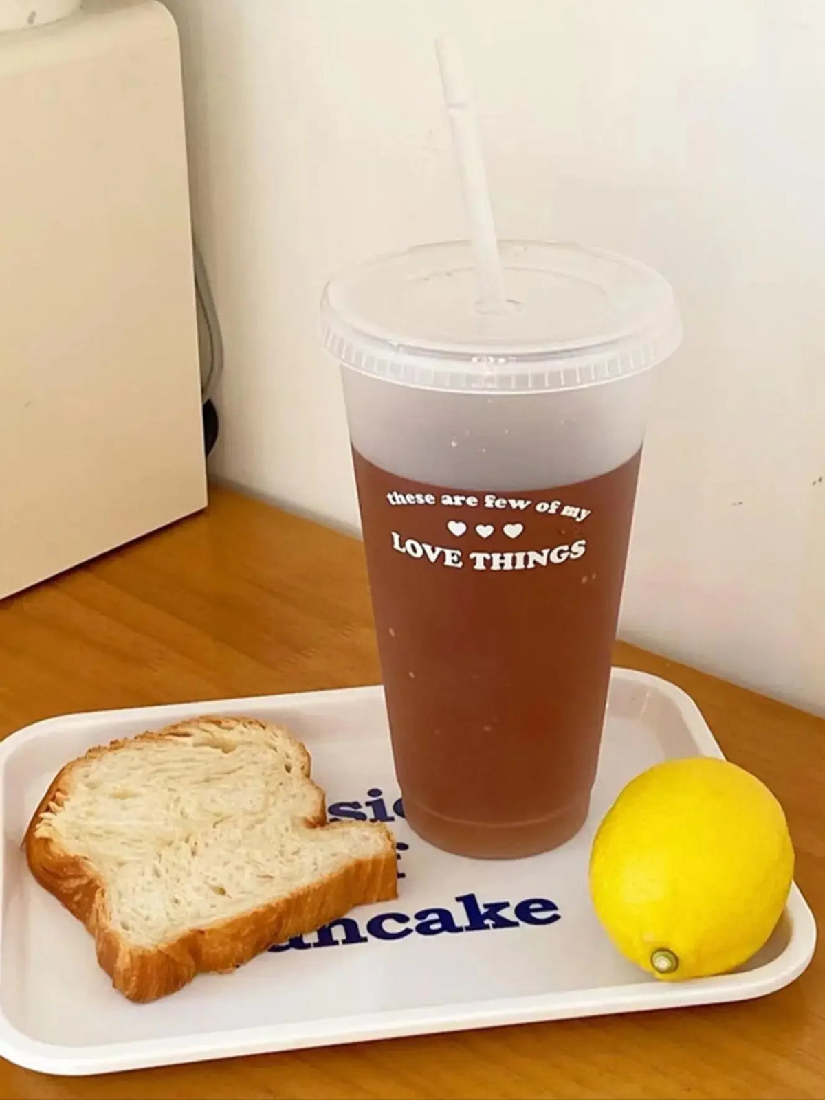 1pc-480ml/700ml Cute Water Bottle Summer Coffee Cup Plastic Straw Cup Large Capacity alternate view