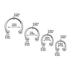 6pcs Stainless Steel U-Shaped Nose Ring - Classic Ball Closure Stud, European Style B alternate view