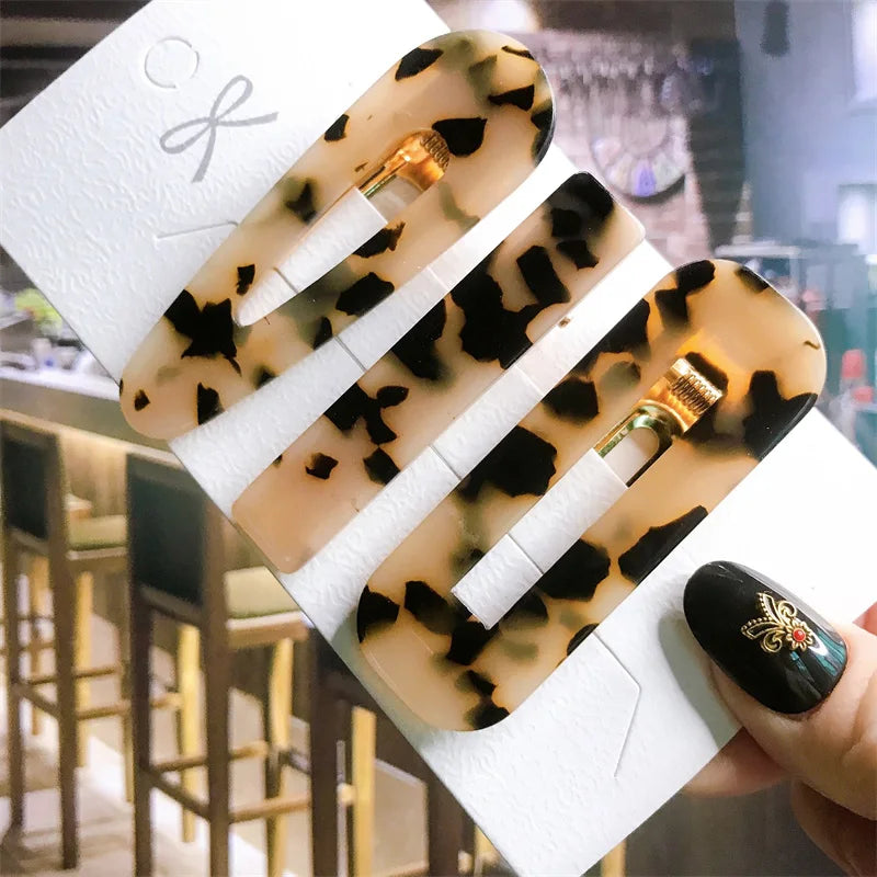 Korean Trendy Colorful Acetate 3pcs/Set Hair Clip Set Hairpin for Women Girls Barrettes detail view