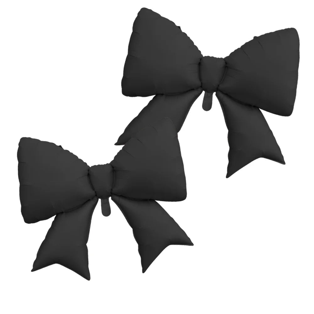 2-Pack Matte Black Bow Aluminum Foil Balloons | Bow-Themed Party Decor