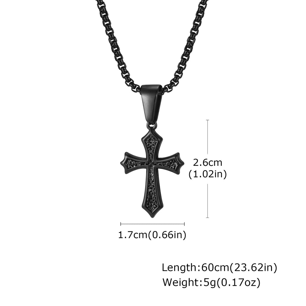 Hip Hop Cross Necklace for Men Women | Stainless Steel Chic Cross Pendant Christian J alternate view