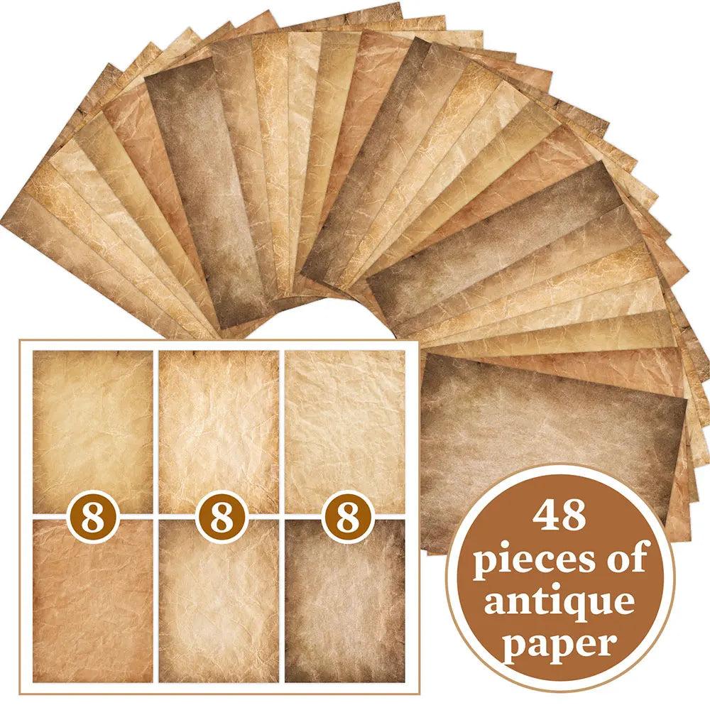 48 Sheets Vintage Scrapbook Paper Set | A4 Retro Junk Journal Collage Supplies lifestyle view
