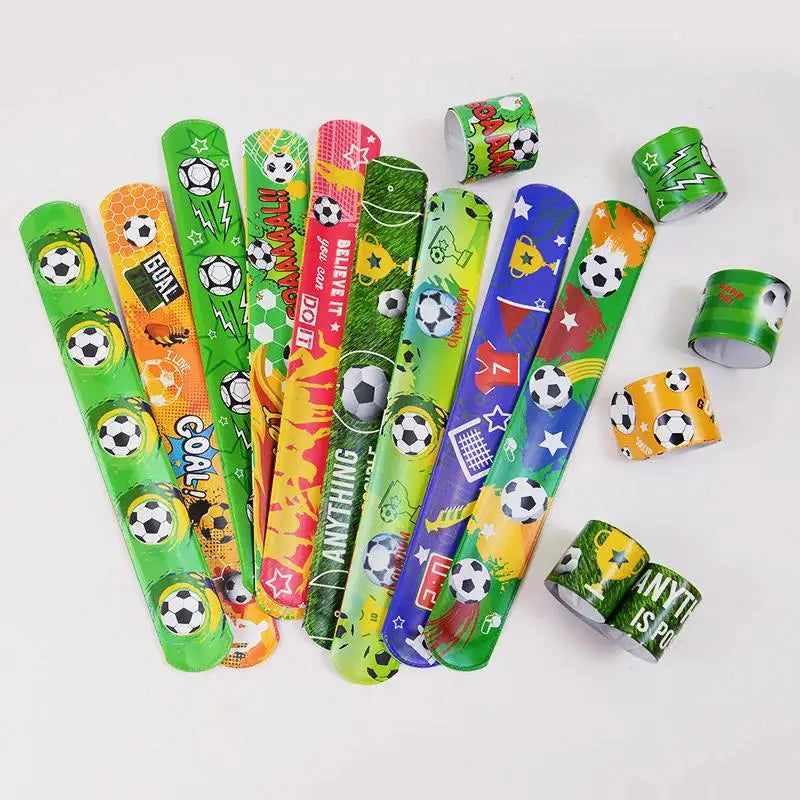 12/24pcs Soccer Slap Bracelets Wristband Kids Birthday Party Favors Pinata Filler Gift Football Them