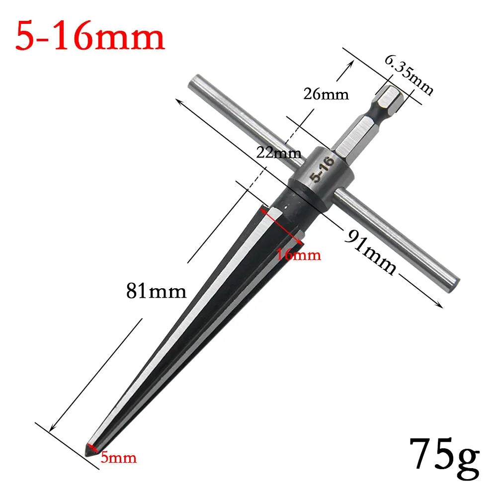 Woodwork Taper Reamer 3-13/5-16mm Wooden Board Electric Drill Hole Expanding Chamfer and detail view