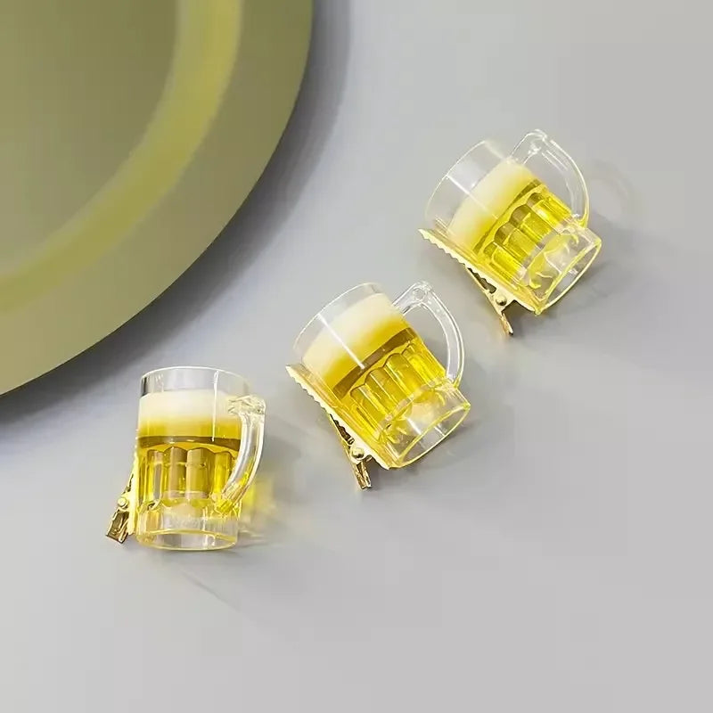 Funny Beer Shaped Hairpins Fashion Creative Popular Hair Clips Girls Charm Lovely Beer close-up view