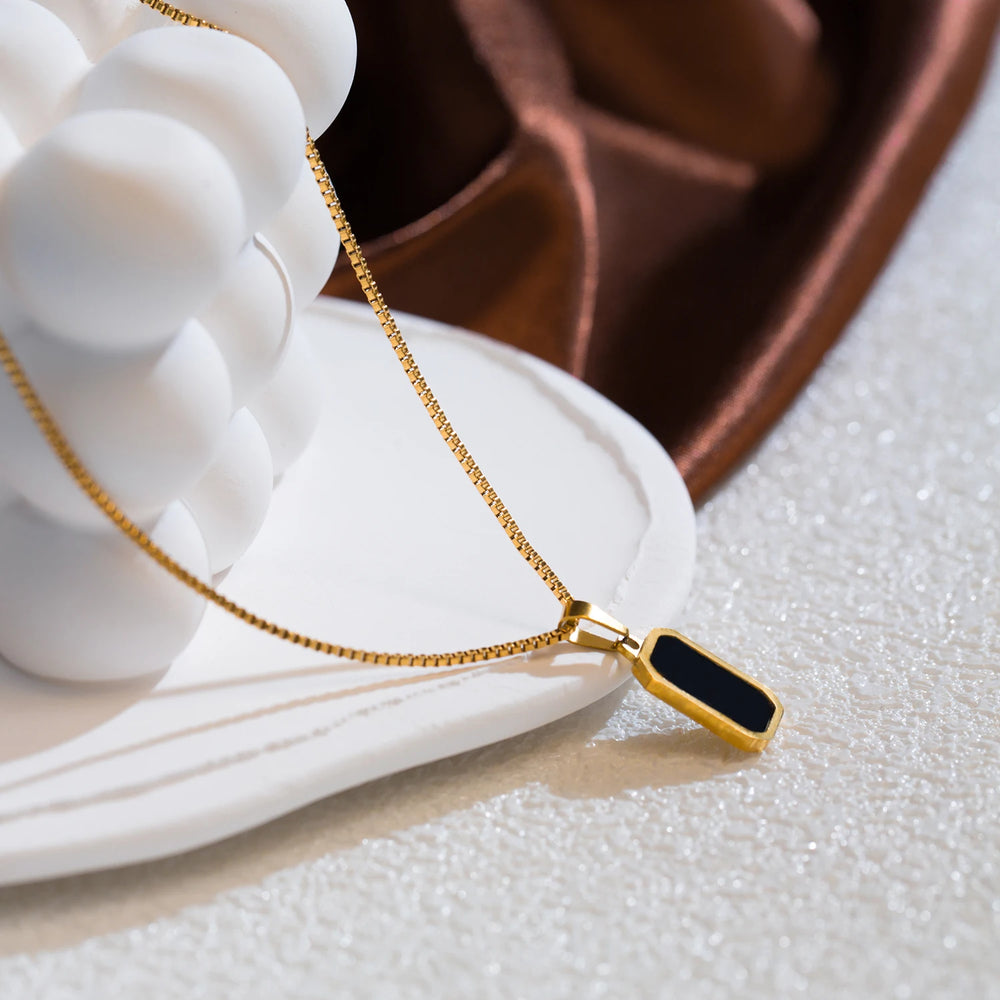 Classic Square Pendant Necklace for Women, Made of Stainless Steel lifestyle view